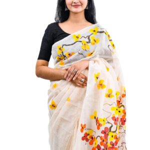 হাফসিল্ক শাড়ী - হ্যান্ডপ্রিন্ট তুলির কাজ