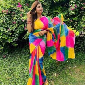 হাফসিল্ক শাড়ী - হ্যান্ডপ্রিন্ট তুলির কাজ