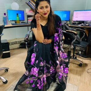 হাফসিল্ক শাড়ী - হ্যান্ডপ্রিন্ট তুলির কাজ