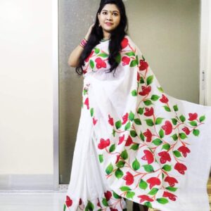 হাফসিল্ক শাড়ী - হ্যান্ডপ্রিন্ট তুলির কাজ